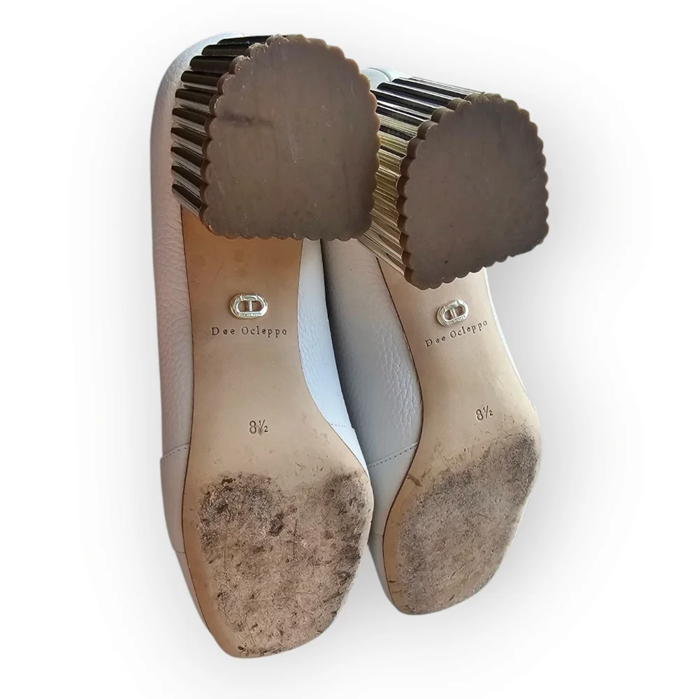 Dee Ocleppo Michelle White and Gold Pumps | Size 8.5 - Picture 5 of 6